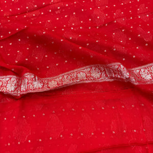 Red Golden Zari Georgette Silk Banarasi Suit