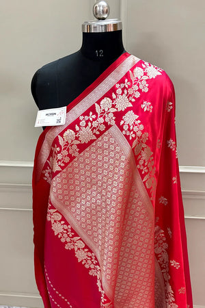 Red Golden Zari Katan Silk Banarasi Saree