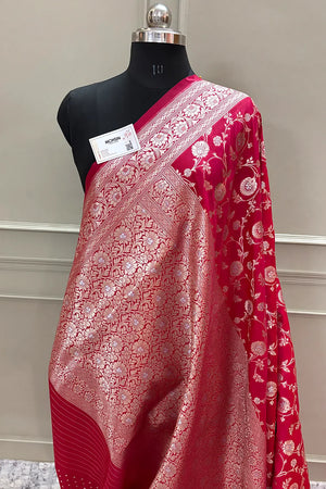 Red Golden Zari Katan Silk Banarasi Saree