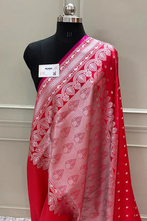 Red Jadi Buti Katan Silk Banarasi Saree