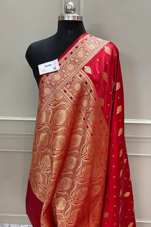 Red Queen Buti Katan Silk Banarasi Saree