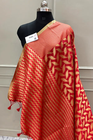 Red Resham Zari Silky Banarasi Saree