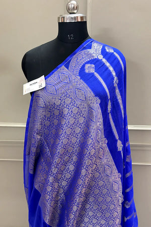 Royal Blue Chanderi Silk Banarasi Silk Saree