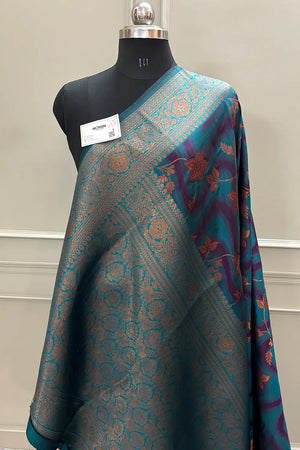 Teal Resham Zari Silky Banarasi Saree