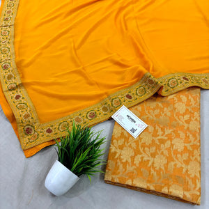 Yellow Banarasi Silk Suit With Georgette Dupatta
