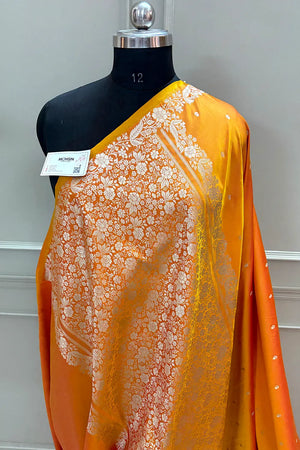 Yellow Golden Zari Katan Silk Banarasi Saree