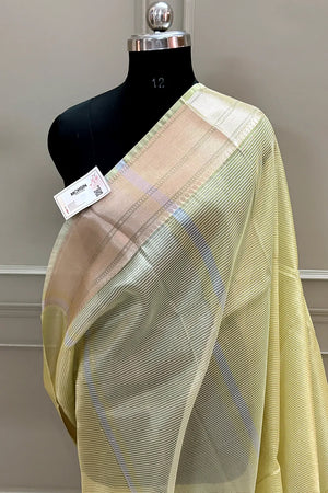 Yellow Zari Tissue Silk Banarasi Saree