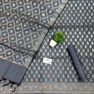 Grey Agnipath Buti Satin Silk Banarasi Suit