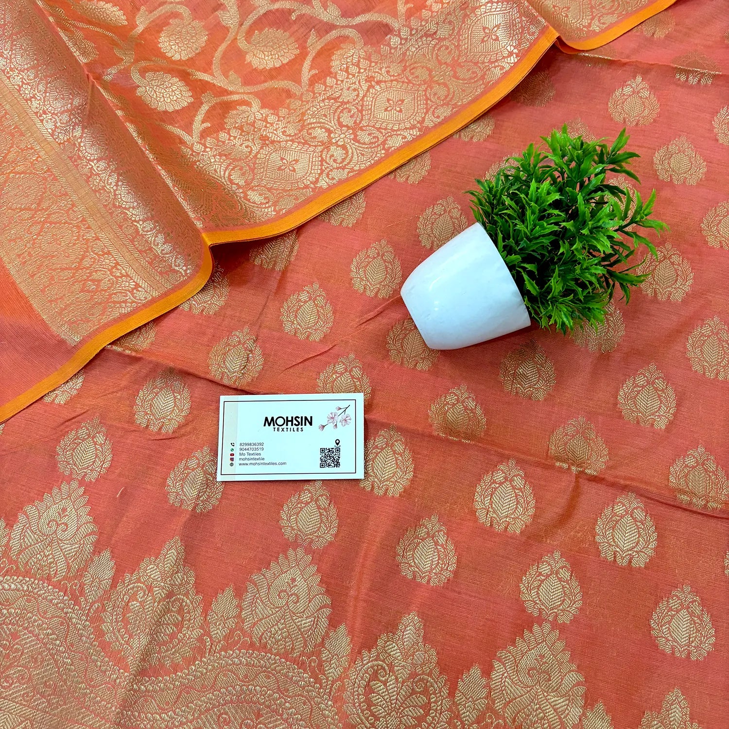 Peach Uggi Dhan Buti Banarasi Silk Suit