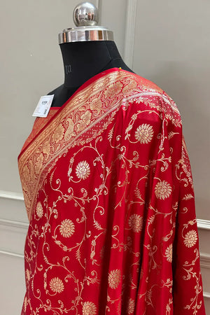 Red Murerwa Daal Katan Silk Banarasi Saree