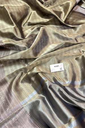 Beige Golden Zari Tissue Silk Banarasi Saree