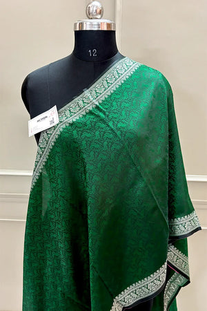 Green Resham Zari Silk Banarasi Stole