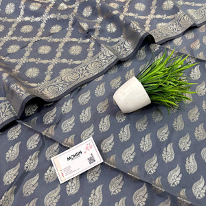 Grey Agnipath Buti Satin Silk Banarasi Suit