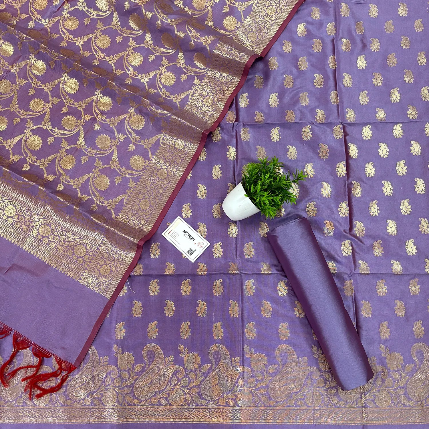 Lavender Godzilla Satin Silk Banarasi Suit