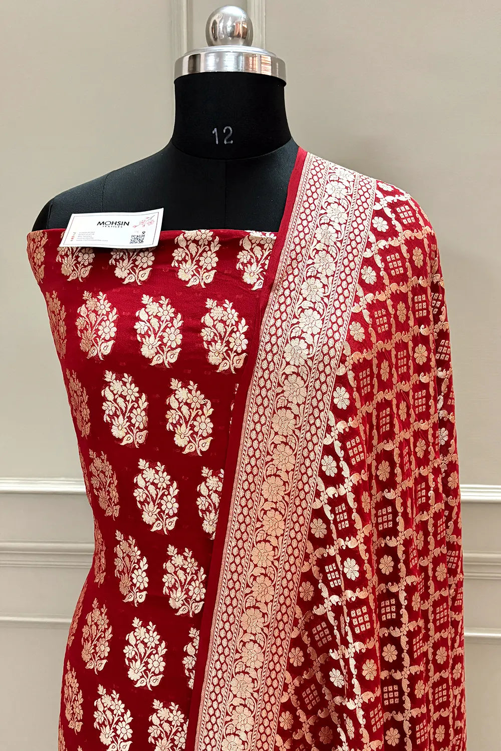 Maroon Pure Georgette Silk Banarasi Suit