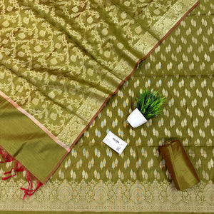 Mehedni Golden Zari Banarasi Silk Suit