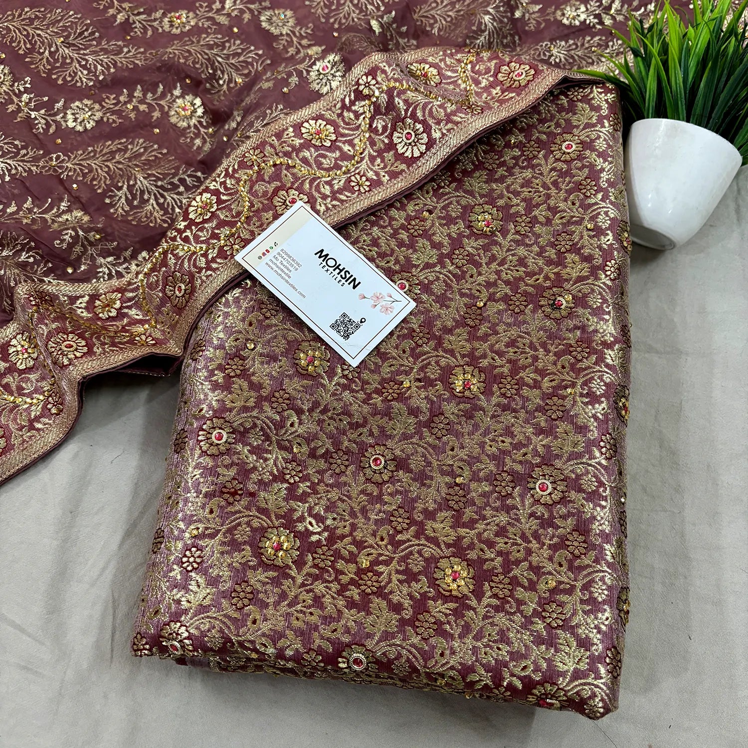 Onion Stone Work Kimkhab Silk Banarasi Gharara