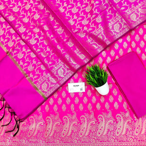 Pink Holika Satin Silk Banarasi Suit