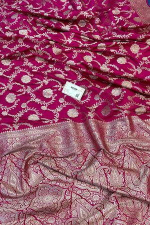 Pink Laabela Jaal Katan Silk Banarasi Saree