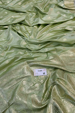 Pista Chaman Buti Katan Silk Banarasi Saree