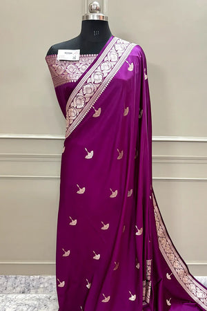 Purple Jellyfish Buti Katan Silk Banarasi Saree