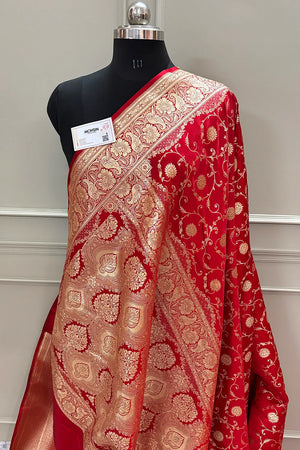 Red Murerwa Daal Katan Silk Banarasi Saree
