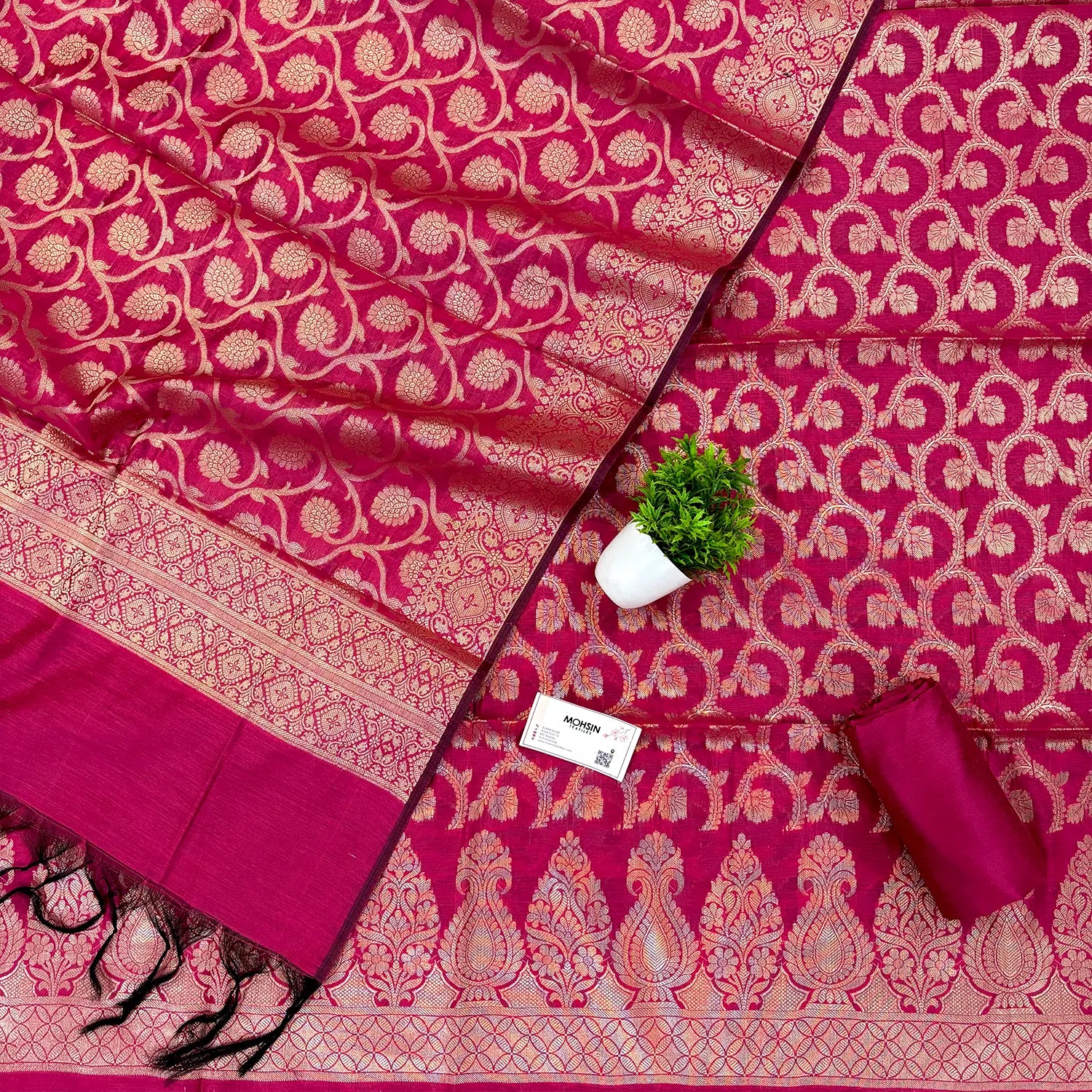 Pink Kalgha Jaal Banarasi Silk Suit