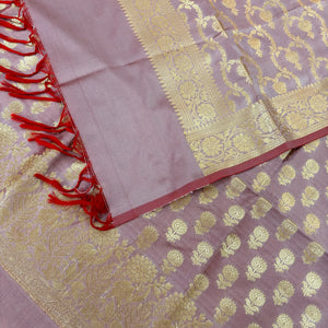 Dark Mauve Sunflower Katan Silk Banarasi Suit