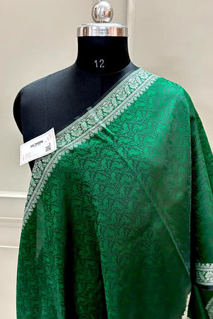 Green Resham Zari Silk Banarasi Stole