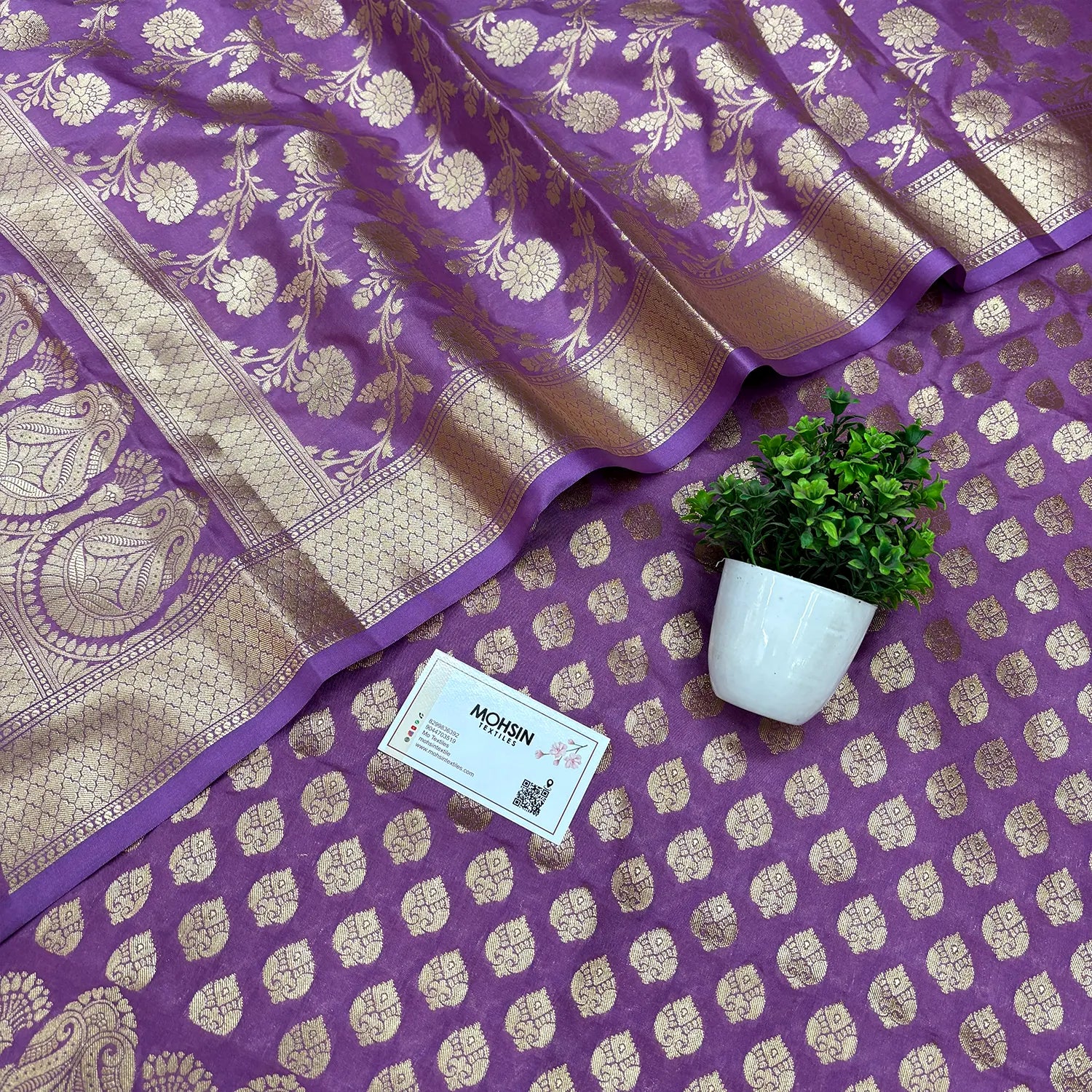Mauve Gumbad Buti Katan Silk Banarasi Suit