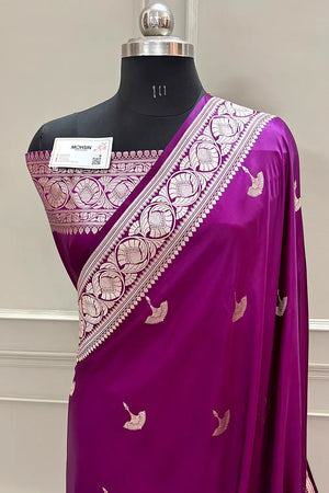 Purple Jellyfish Buti Katan Silk Banarasi Saree