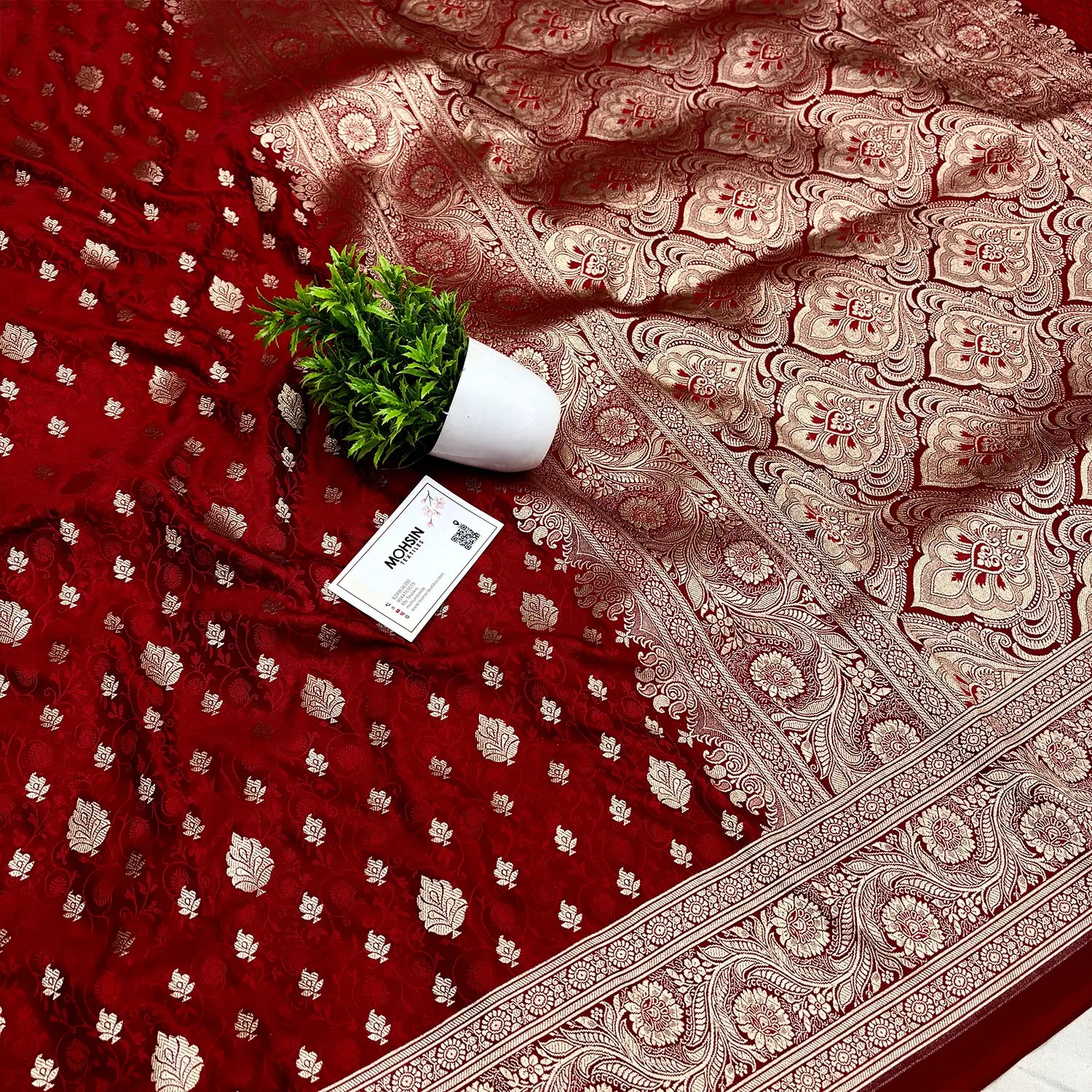 Red Golden Zari Katan Silk Banarasi Saree