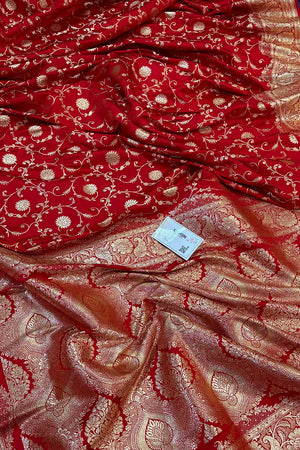 Red Murerwa Daal Katan Silk Banarasi Saree
