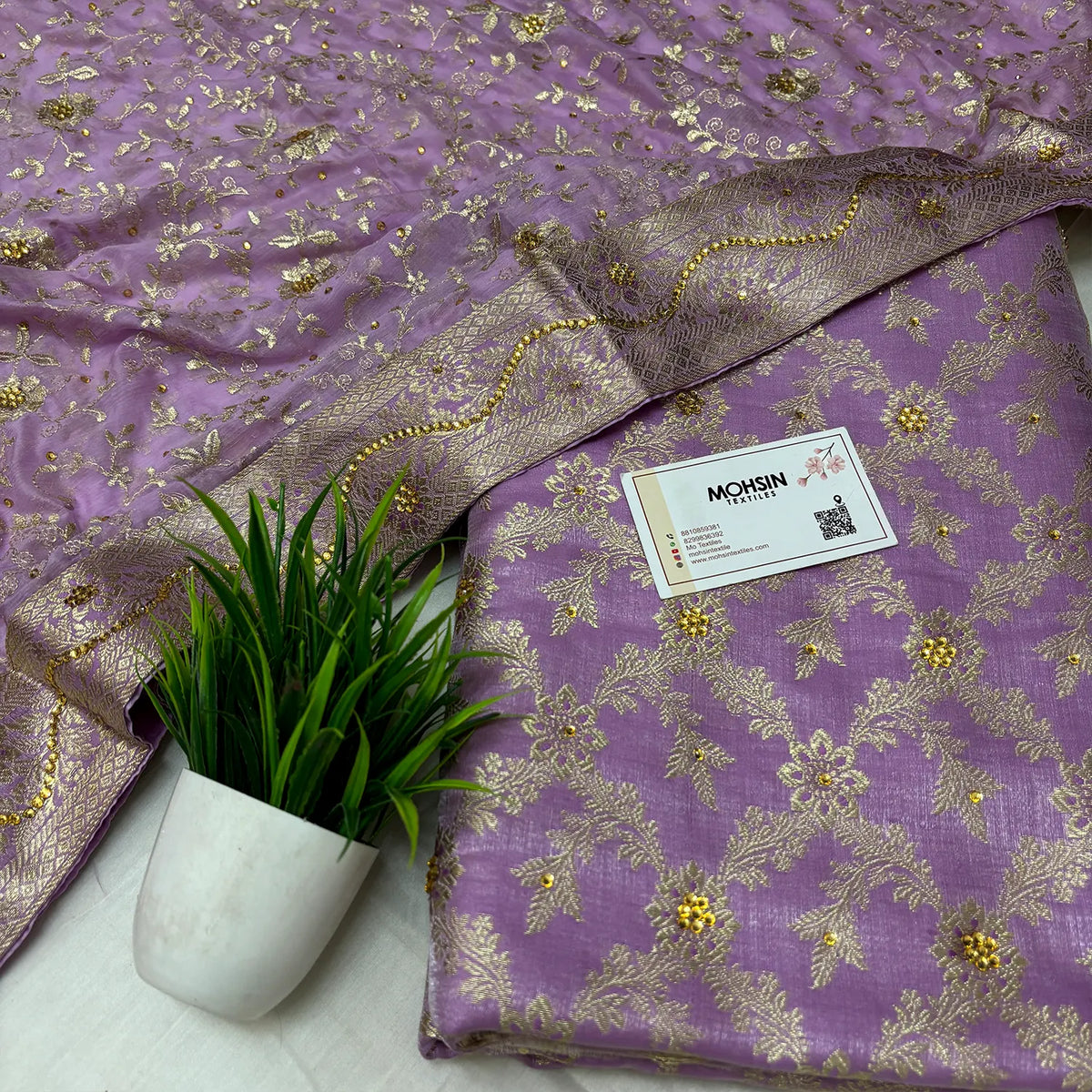 Lavender Stone Work Kimkhab Silk Banarasi Gharara