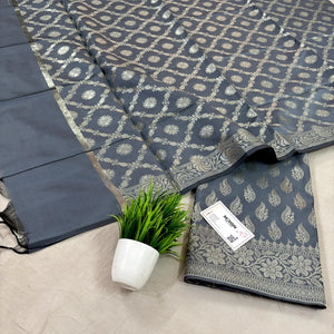Grey Agnipath Buti Satin Silk Banarasi Suit