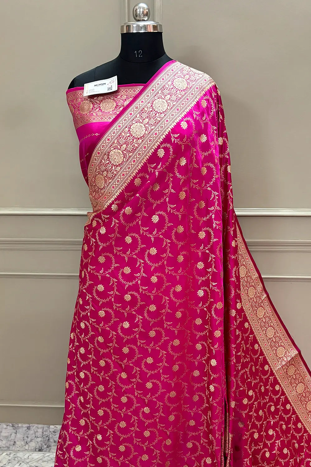Pink Eragon Jaal Katan Silk Banarasi Saree