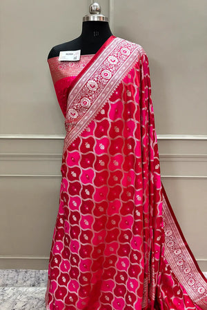 Pink Ghulam Buti Katan Silk Banarasi Saree