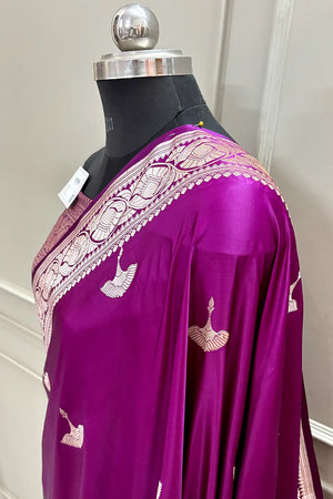 Purple Jellyfish Buti Katan Silk Banarasi Saree