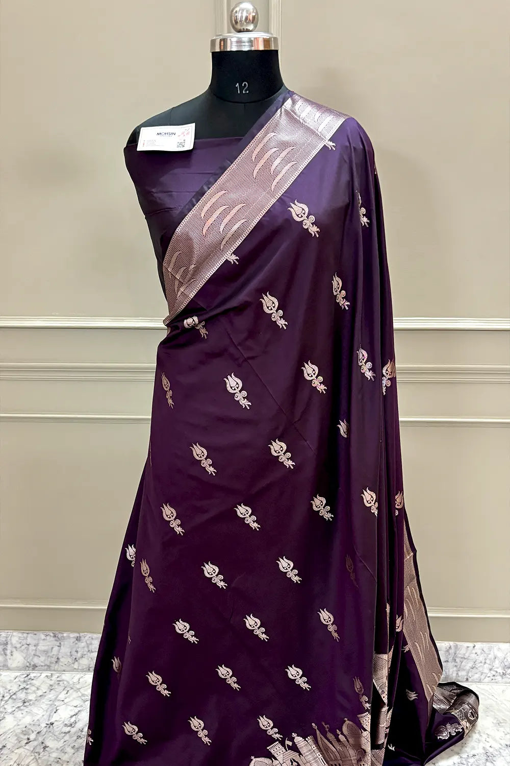 Purple Kalyug Satin Silk Banarasi Saree