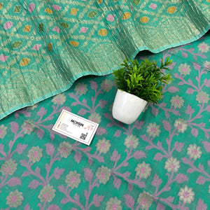 Sea Green Pakki Jaal Crush Cotton Silk Banarasi Suit