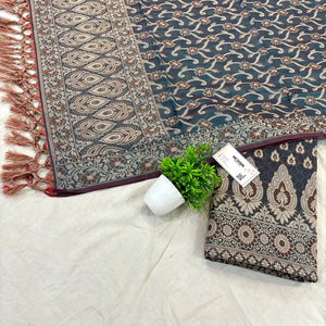 Teal Agni Buti Cotton Silk Banarasi Suit