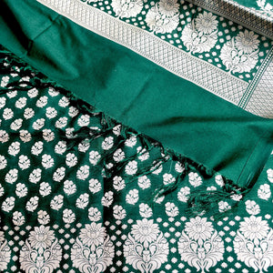 Bottle Green Guldaan Fool Katan Banarasi Suit