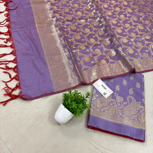 Lavender Godzilla Satin Silk Banarasi Suit