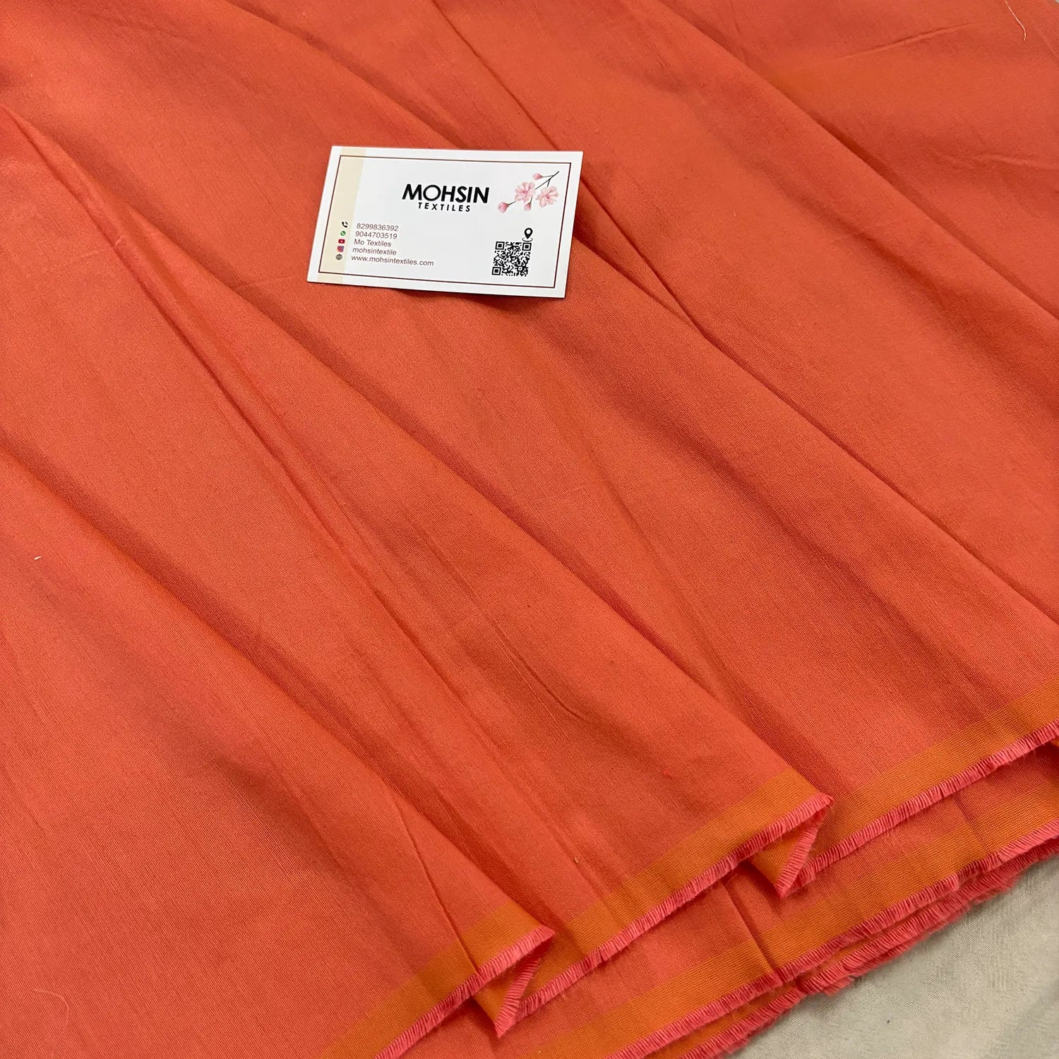 Light Peach Plain Cotton Silk Fabric