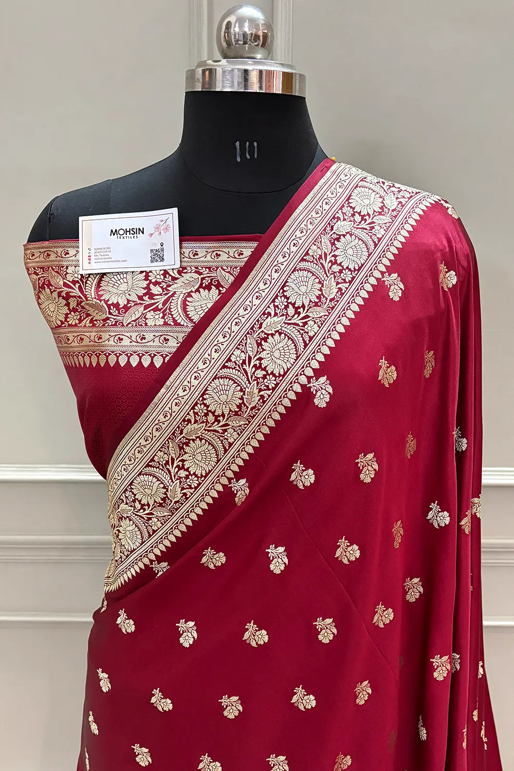 Maroon Chaman Buti Katan Silk Banarasi Saree