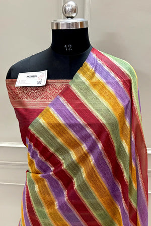 Maroon Resham Zari Cotton Silk Banarasi Saree