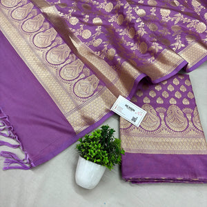 Mauve Gumbad Buti Katan Silk Banarasi Suit