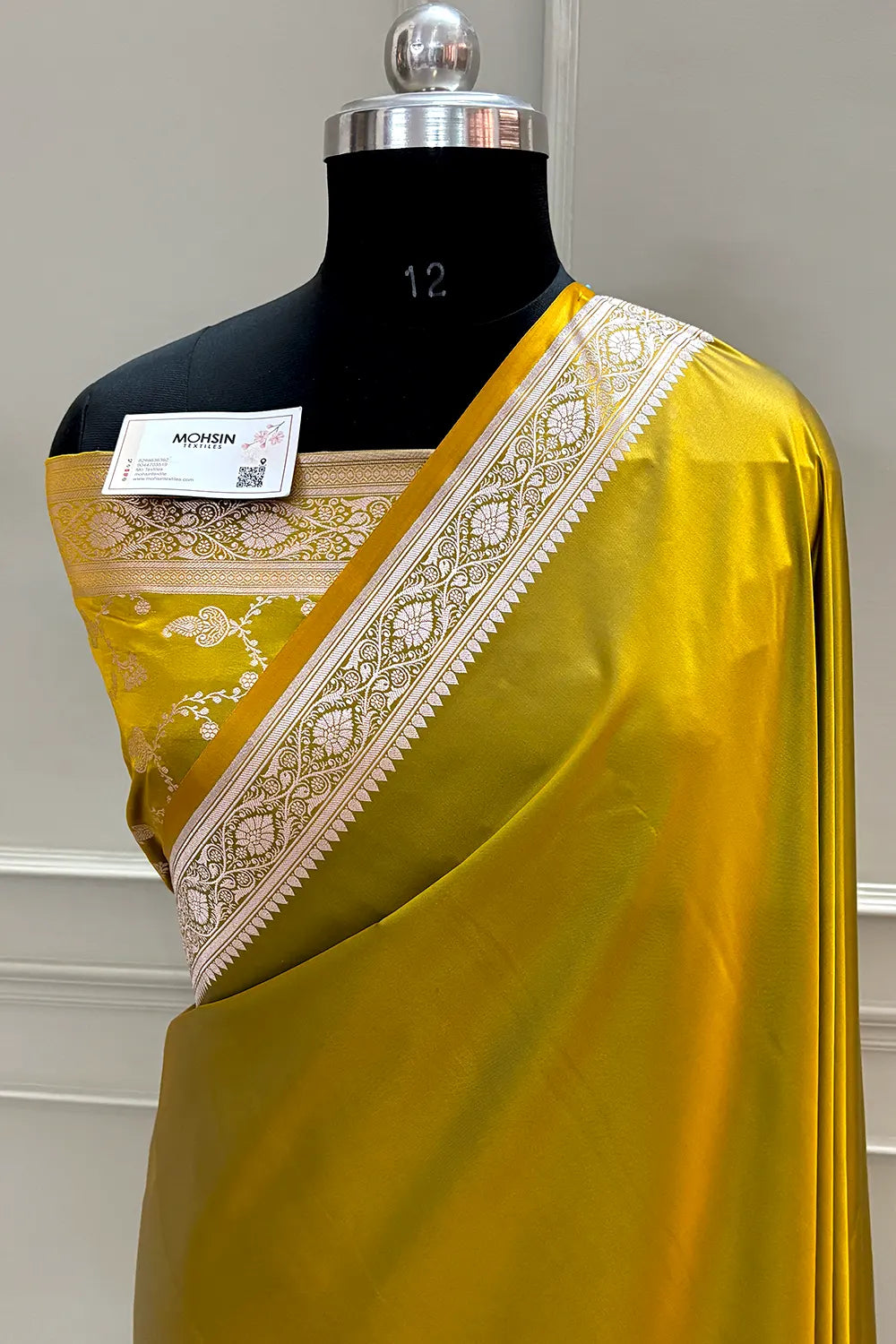 Mehendi Zari Border Katan Silk Banarasi Saree