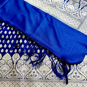 Navy Blue Kalli Buti Katan Silk Banarasi Suit