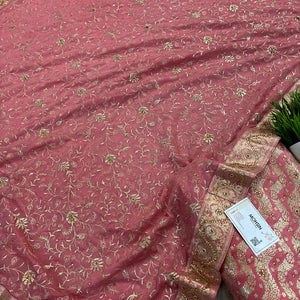 Peach Jharna Laher Stone Work Kimkhab Silk Banarasi Gharara